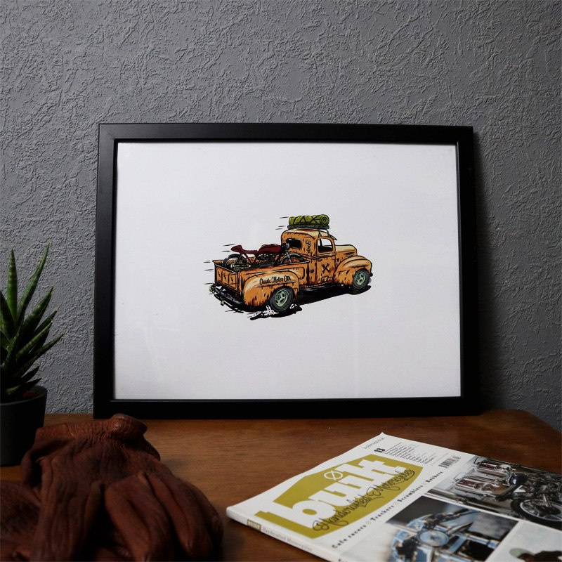 Plakat Motocyklowy 79 Point Pickup Truck with Cafe Racer - A3